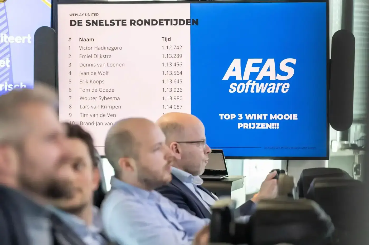 Leaderboard met snelste rondetijden op groot scherm