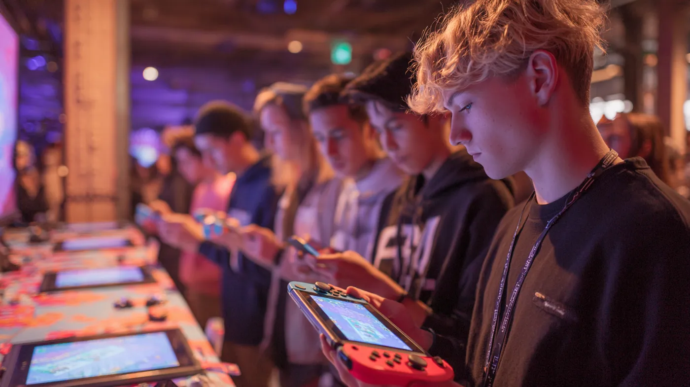 Leerlingen van een middelbare school spelen een EA FC toernooi tijdens een sportdag