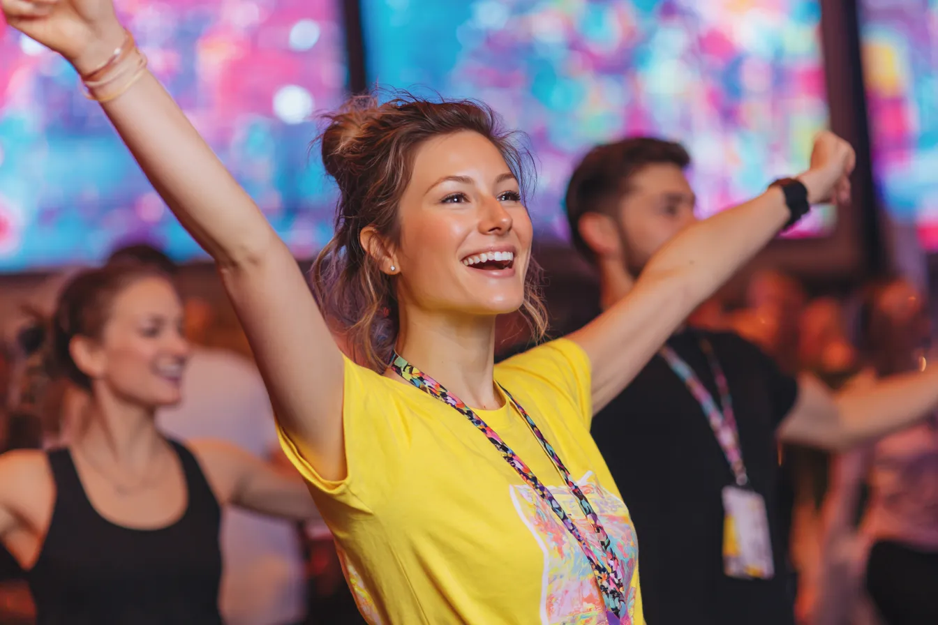 Energieke eventmanager moedigt deelnemers aan tijdens een Nintendo Switch event